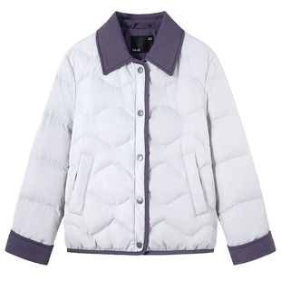 YBAI/亦白 25冬季新款时尚百搭保暖显瘦绗线撞色短款羽绒服外套女