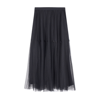 固执中长款气质网纱半身裙