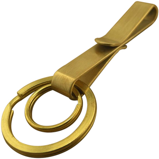 纯铜手工钥匙扣汽车不锈钢复古腰挂穿皮带扣快挂男士黄铜锁匙扣圈