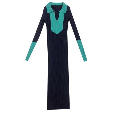 高级感拼接长款针织连衣裙