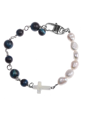 LUXTA黑色虎眼石十字架手链