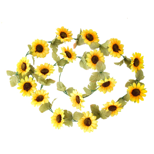 仿真向日葵太阳花幼儿园假花室内空调管道装饰楼梯缠绕塑料花藤条