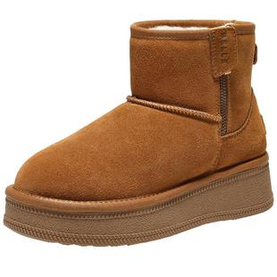 百丽厚底增高雪地靴女冬季新款毛毛保暖棉鞋短靴子B2925DD5