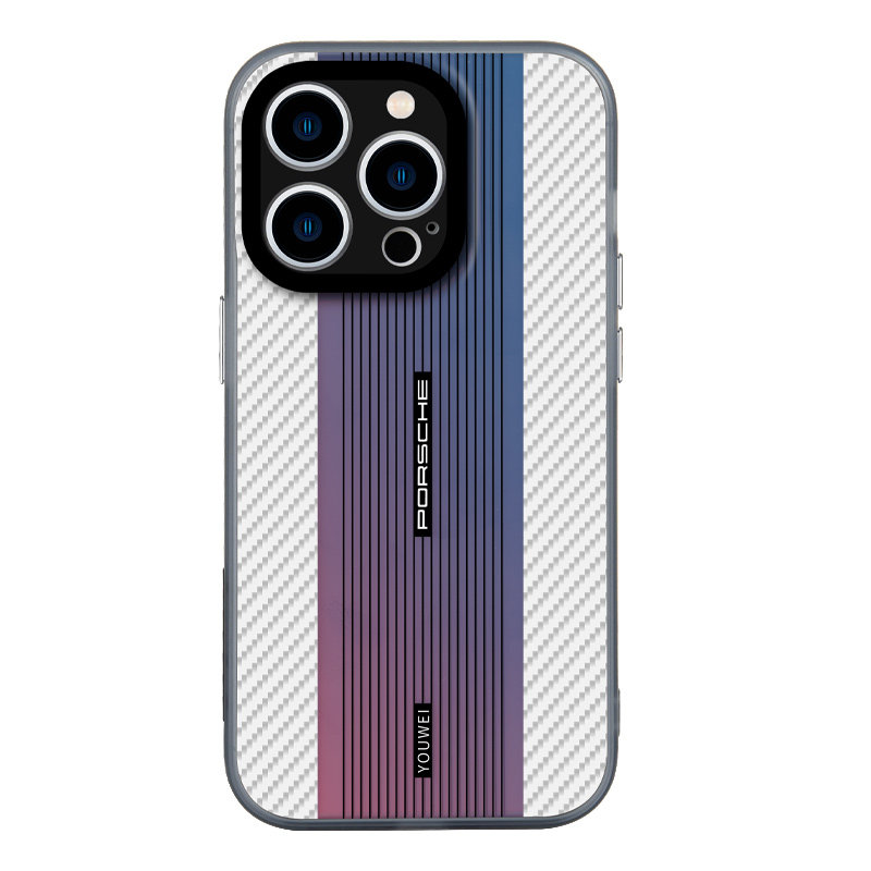 适用iPhone17promax镭射手机壳碳纤维纹壳苹果11硅胶保护套12全包防摔超薄软壳潮牌个性镜头秒变保时捷渐变色
