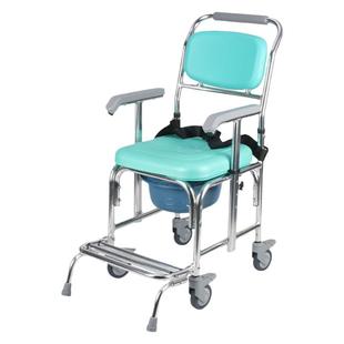 富士康老人带轮坐便椅洗澡椅扶手升降座便器安全防滑移动马桶窄款