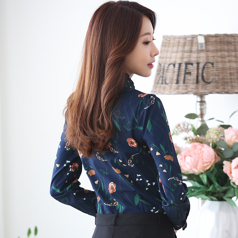 lady keep warm shirt Long sleeve Plush thickening 2019 new pattern Autumn and winter Stand collar Broken flowers Primer shirtin the Women's clothing/Boutique , Shirt  category - from Buy2taobao.com to provide professional Taobao agent buy service
