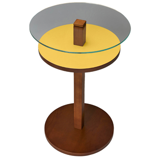 sort中国GASKA双层实木边几钢化玻璃小圆桌茶几客厅卧室复古FONO