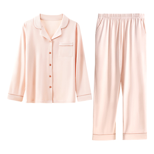 A类莫代尔睡衣女士春秋款长袖情侣薄款开衫秋冬季纯棉家居服套装