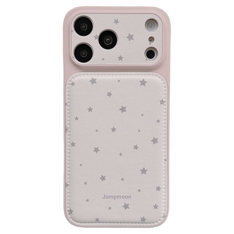 jze韩风ins少女粉简约星星带挂绳适用苹果17ProMax手机壳皮质iphone15新款16pro全包17pro大视窗14防摔手机套