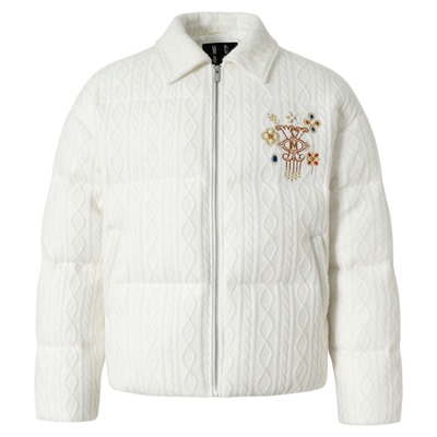 MEDM藤蔓绞花保暖休闲翻领棉服