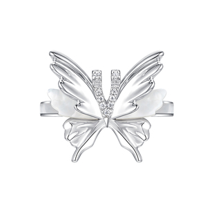 YVMIN尤目 V字六翼蝴蝶925银贝母戒指新年生日礼物