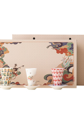 敦煌千佛白瓷闻香杯品茗杯f礼盒