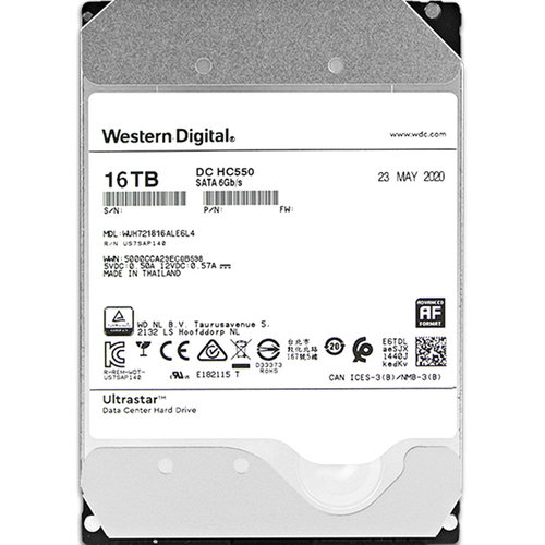 WD/西部数据 WUH722016CLE6L4 HC550 HC555 16T SATA企业氦气硬盘