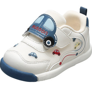 牧童婴儿鞋子春秋卡通小汽车男童软底步前鞋透气网面宝宝鞋女童鞋