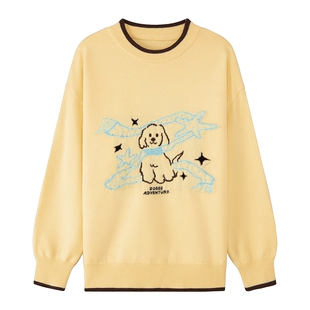 左西童装男童毛衣圆领儿童假两件针织衫2026新款男孩大童黄色春装