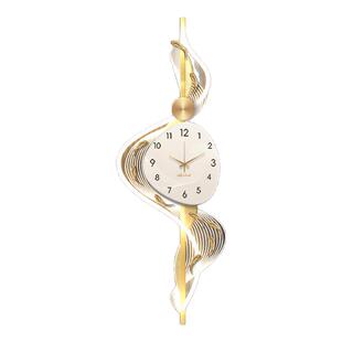 九鱼图客厅钟表玄关装饰画电视格栅背景墙高级感时钟壁灯挂画