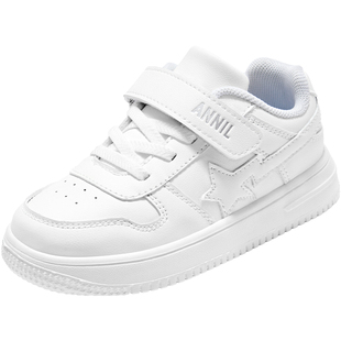 安奈儿儿童小白鞋2026新款春季女童白色运动鞋软底男童板鞋中大童