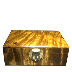 四川金丝楠乌木首饰盒小叶桢楠阴沉木收纳盒满水波纹传统榫卯工艺