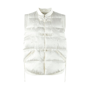 秋水伊人国风中式绣花羽绒马甲2025年冬季新款女气质温婉盘扣上衣