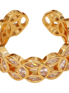 新国潮钱多多锆石铜钱开口戒