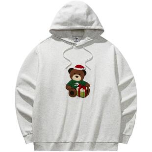 安踏圣诞加绒连帽休闲卫衣男女春季新款宽松保暖加厚运动上衣帽衫