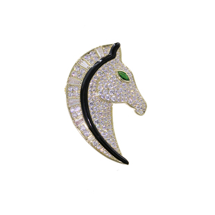 新中式生肖马首胸针个性滴油微镶锆石马到成功动物别针防走光男女