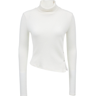 Vero Moda针织衫女2025秋冬新款半高领修身收腰不对称下摆上衣