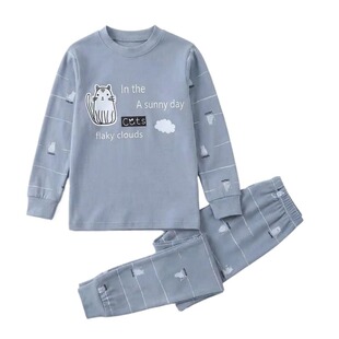 浪莎秋衣秋裤男童儿童套装全棉男孩A类纯棉睡衣棉毛衫中大童内衣