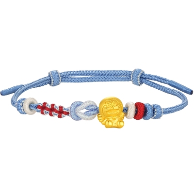 潮宏基哆啦A梦黄金手链足金手绳手饰5D硬金小版守护天使