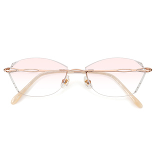 超轻纯钛切边无框眼镜女近视网上可配高度数素颜神器圆脸镶钻眼睛