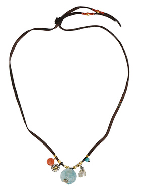 海之颂歌 海蓝宝雕刻多宝元素鹿皮与925银项链路塔斯曼天然