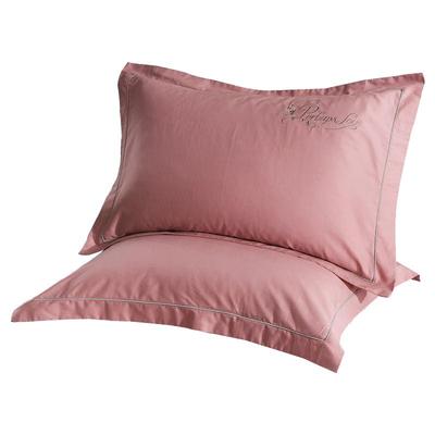 枕头套一对装家用100长绒棉粉色