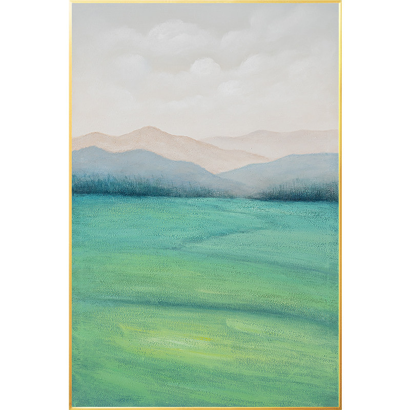 大芬村现代简约抽象风景手绘油画玄关装饰画小清新客厅落地走廊画