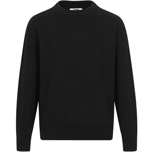 LEZORA秋冬大件！澳洲粗纺羊毛 复古厚款粗坑条开衩廓形毛衣男冬