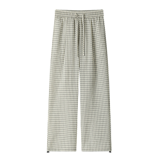 it：fivecm美式格子休闲裤男女春季高街宽松阔腿长裤慵懒风拖地裤