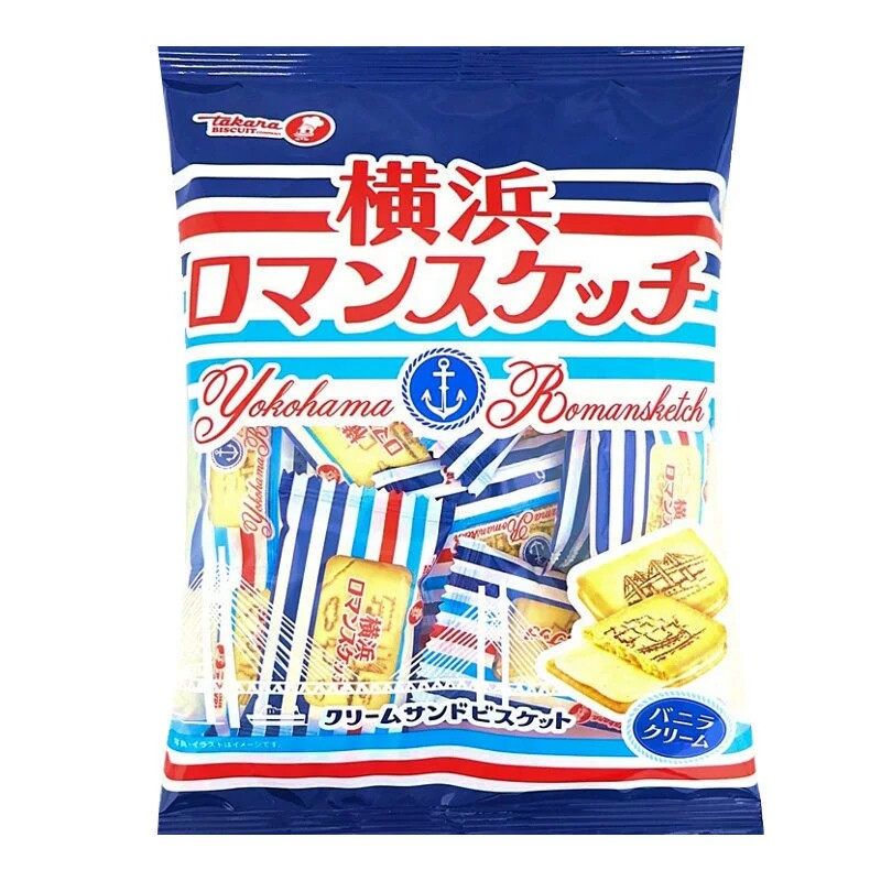 日本进口小吃宝制果横滨浪漫素描饼干日式儿童休闲零食品117g