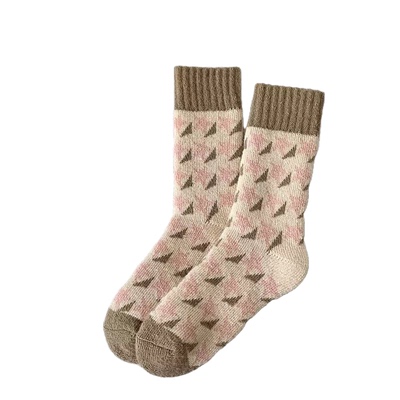厚袜子女中筒袜毛圈花纹加厚保暖
