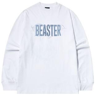 BEASTER海浪鬼脸图案长袖T恤男美式250g重磅新款休闲宽松黑色上衣
