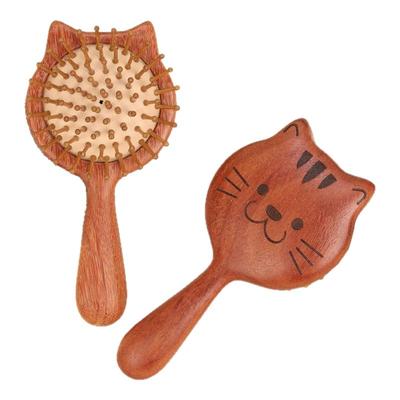 承善堂红檀香木可爱小猫气垫梳子