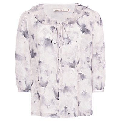 JESSIE法式雪纺上衣女七分袖系带