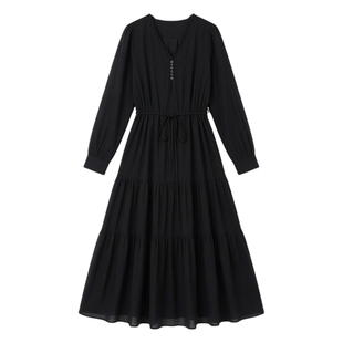 绮娑大码女装2026年春季新款气质松紧腰显瘦胖MM减龄雪纺连衣裙