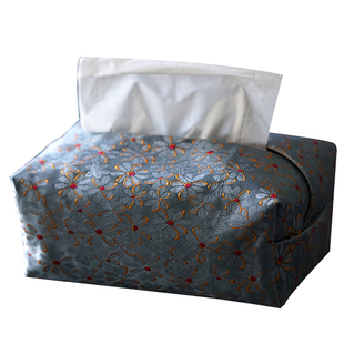 归云居 蓝色小雏菊手工抽纸盒 布艺纸巾盒 中式精致织锦缎布袋