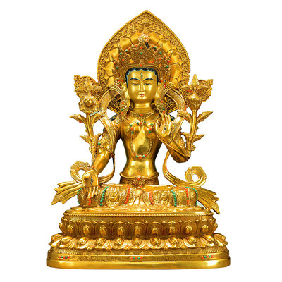 欧斯特白度母佛像铜鎏金