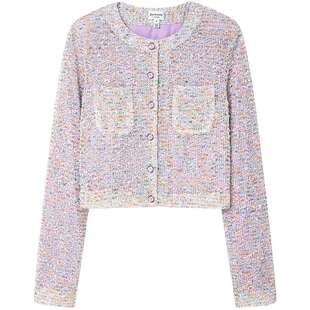 Juicy Couture橘滋外套女26春夏新款彩色花呢小香风休闲短款上衣