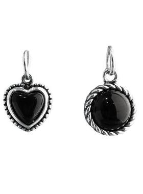 黑玛瑙圆牌桃心情侣吊坠s925纯银
