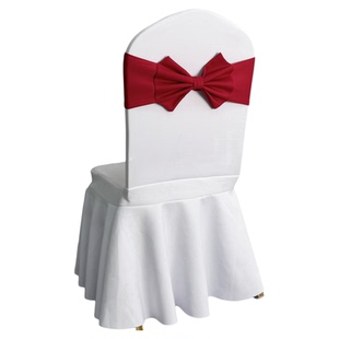 免系弹力椅背装饰婚礼酒店椅套蝴蝶结宴会椅子套弹力椅背花绑带