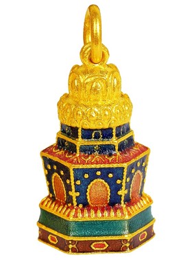 建筑烧蓝菩提塔手串吊坠