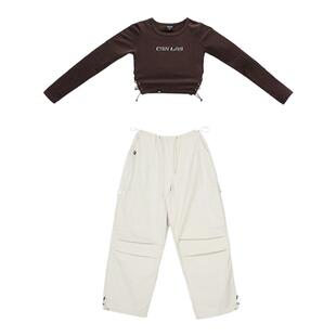 CBXLAB儿童街舞潮牌【小黄同款】沙白色伞兵工装裤棕色JAZZ上衣潮