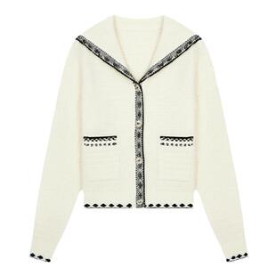 PIT复古法式学院风千金风毛针织衫女2025春装新款小香风针织开衫