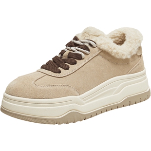 TATA他她女鞋新款加绒德训鞋厚底保暖板鞋增高圆头休闲鞋CJC01DM5